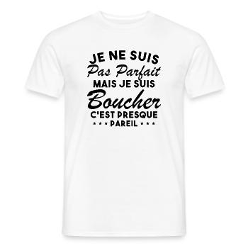 Je Ne Suis Pas Parfaite Mais Je Suis Boucher - T-shirt homme - blanc - Devant - AI Model Male 178 dark (178cm)