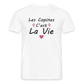 Les Copines C est La Vie La Meilleure Amie Femme - T-shirt homme - blanc - Devant - AI Model Male 178 dark (178cm)