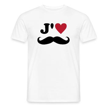 J'aime la moustache Saint Valentin Mari Papa Amour - T-shirt homme - blanc - Devant - AI Model Male 178 dark (178cm)