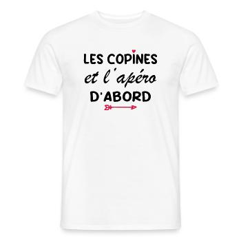 Les copines et l'apéro d'abord - T-shirt homme - blanc - Devant - AI Model Male 178 dark (178cm)