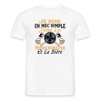 Kettensäge Bier Humor Mann Holzfäller Lustig - Männer T-Shirt - Weiß - Vorne - AI Model Male 178 dark (178cm)