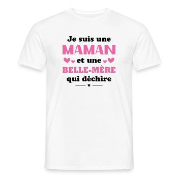 Femme Maman et une belle mère qui déchire - T-shirt homme - blanc - Devant - AI Model Male 178 dark (178cm)