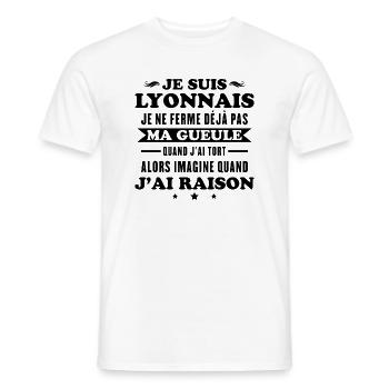Humour Lyonnais je ne ferme pas ma gueule - T-shirt homme - blanc - Devant - AI Model Male 178 dark (178cm)