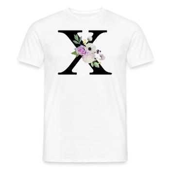 Purple floral x letter - Men's T-Shirt - white - Front - AI Model Male 178 dark (178cm)