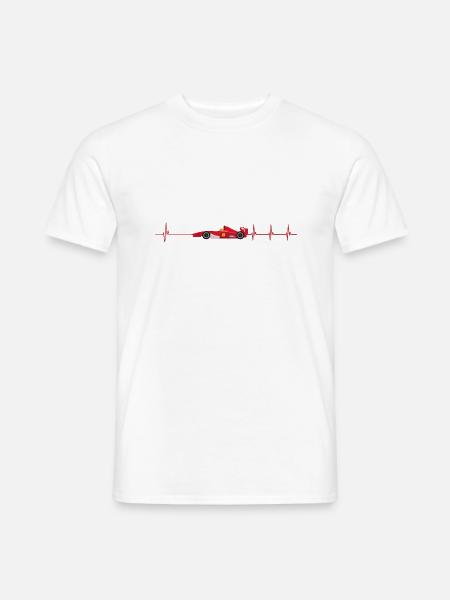Voiture de course - battement du cœur - - T-shirt homme - blanc