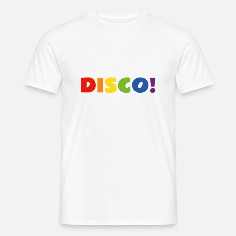 DISCO Regenbogen Text - Männer T-Shirt - Weiß
