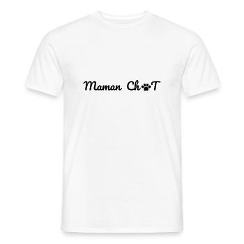 Maman chat -t-shirt famille chat assorti - T-shirt homme - blanc - Devant - AI Model Male 178 dark (178cm)