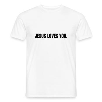 Sweat à capuche minimaliste moderne Jesus Loves You. - T-shirt homme - blanc - Devant - AI Model Male 178 dark (178cm)