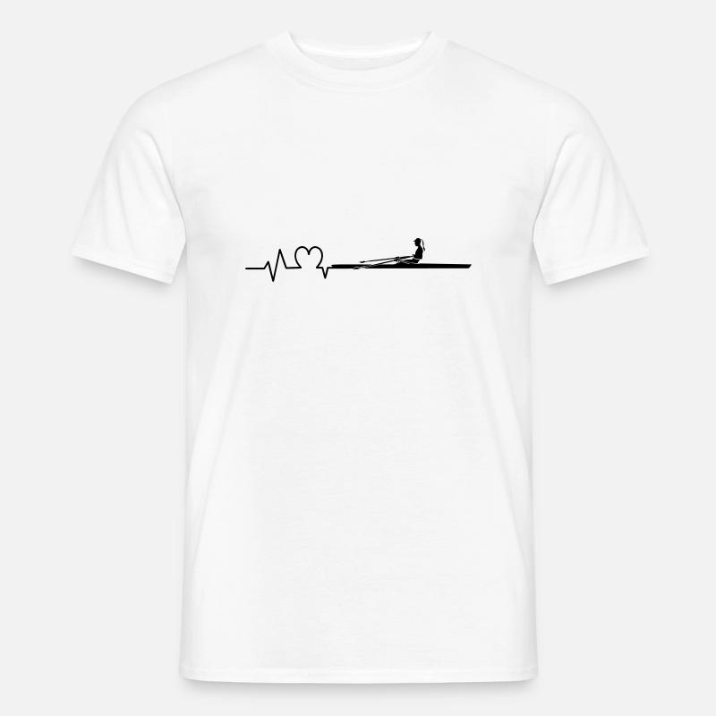 Rudern Herzschlag Ruderin Einer - Männer T-Shirt - Weiß