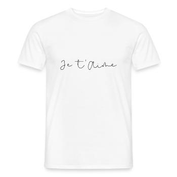 je t'aime - idée cadeau mug personnalisé - T-shirt homme - blanc - Devant - AI Model Male 178 dark (178cm)