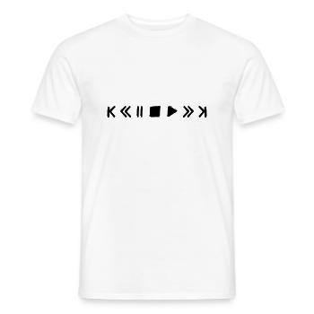 jouer de la musique mettre en pause avance rapide boutons symboles - T-shirt homme - blanc - Devant - AI Model Male 178 dark (178cm)