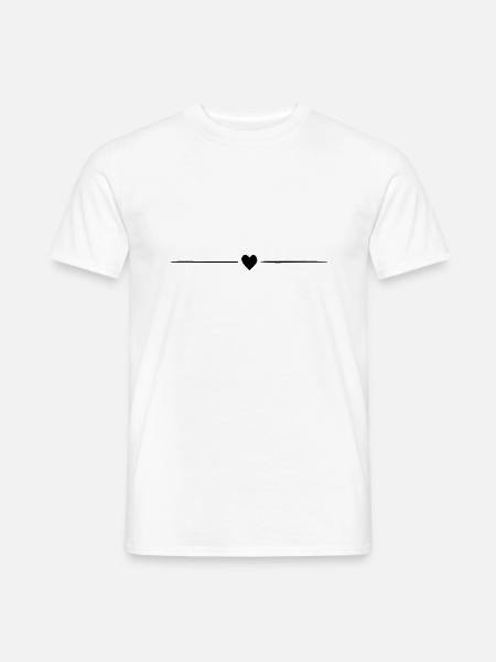 Kleines Herz mit Balken schwarz. Geschenk - Männer T-Shirt - Weiß