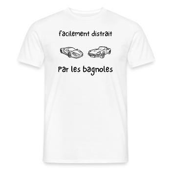 facilement distrait par les bagnoles - T-shirt homme - blanc - Devant - AI Model Male 178 dark (178cm)