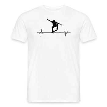 Heartbeat Skateboard - Men's T-Shirt - white - Front - AI Model Male 178 dark (178cm)
