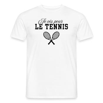 Je vis pour le Tennis - T-shirt homme - blanc - Devant - AI Model Male 178 dark (178cm)