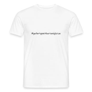 Geiler Typ Mit Bart & Glatze Glatzkopf Bartträger - Männer T-Shirt - Weiß - Vorne - AI Model Male 178 dark (178cm)