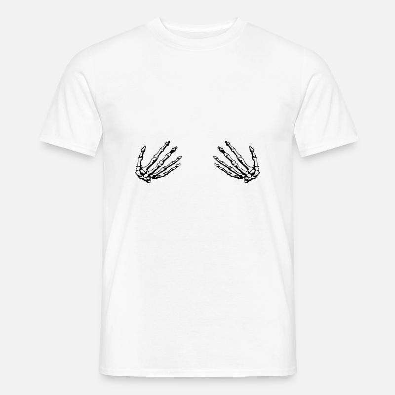 Skelett Hände Brust - Männer T-Shirt - Weiß