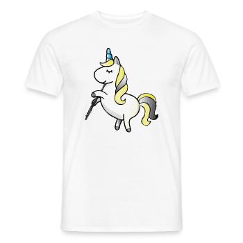 Licorne joue de la flûte traversière - T-shirt homme - blanc - Devant - AI Model Male 178 dark (178cm)