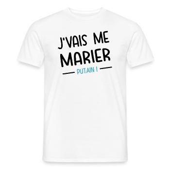 J vais me marier putain - T-shirt homme - blanc - Devant - AI Model Male 178 dark (178cm)
