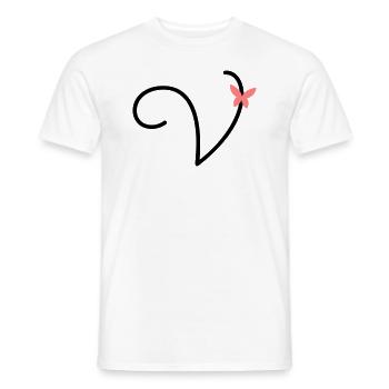 Lettre V Papillon Lettre - T-shirt homme - blanc - Devant - AI Model Male 178 dark (178cm)
