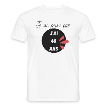 Je ne peux pas j'ai 40 ans, cadeau personnalisé - T-shirt homme - blanc - Devant - AI Model Male 178 dark (178cm)