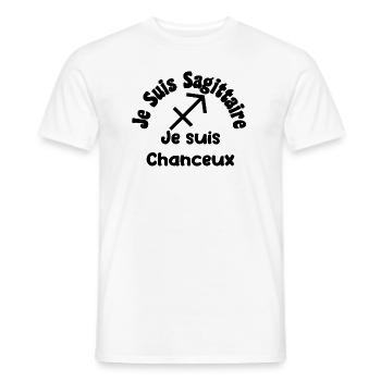 Sagittaire Zodiaque Signe - Je suis chanceux - T-shirt homme - blanc - Devant - AI Model Male 178 dark (178cm)