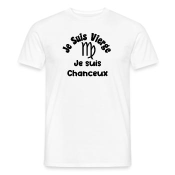 Vierge zodiaque signe - Je suis chanceux - T-shirt homme - blanc - Devant - AI Model Male 178 dark (178cm)