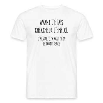 avant j'étais chercheur d'emploi - T-shirt homme - blanc - Devant - AI Model Male 178 dark (178cm)