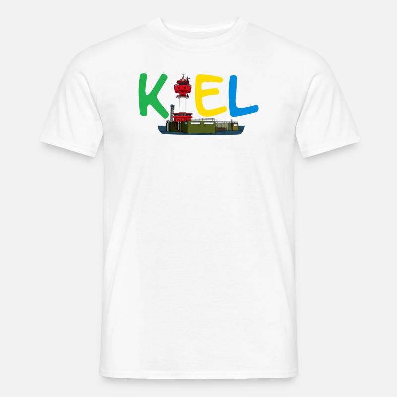 Kiel Leuchtturm Logo (bunt) - Männer T-Shirt - Weiß