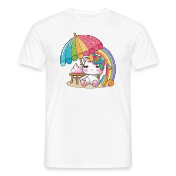 Rainbow unicorn for children - colorful and cheerful - Men's T-Shirt - white - Front - AI Model Male 178 dark (178cm)