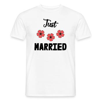 PAAR. GERADE VERHEIRATET. Junggesellinnenabschied. HEILIGER VALENTIN. MARIES - Männer T-Shirt - Weiß - Vorne - AI Model Male 178 dark (178cm)