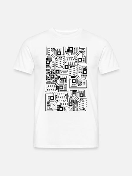 Conception de t-shirts de circuits électroniques de technologie - T-shirt homme - blanc