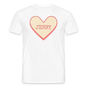 Jenny Name First Name Pink Sugar Heart - Men's T-Shirt - white - Front - AI Model Male 178 dark (178cm)