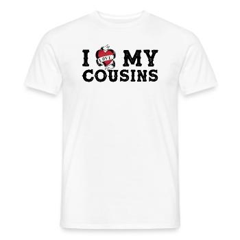 J’aime mes cousins, je coeur mes cousins vintage - T-shirt homme - blanc - Devant - AI Model Male 178 dark (178cm)