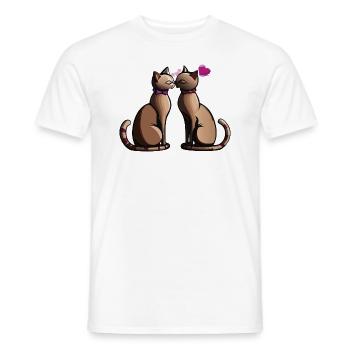 Katzen verliebt Valentinstag Kinder - Männer T-Shirt - Weiß - Vorne - AI Model Male 178 dark (178cm)