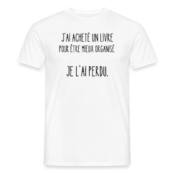 mieux organisé - T-shirt homme - blanc - Devant - AI Model Male 178 dark (178cm)
