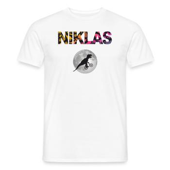 NIKLAS - Schöner Jungen Name mit Dinosaurier - Männer T-Shirt - Weiß - Vorne - AI Model Male 178 dark (178cm)