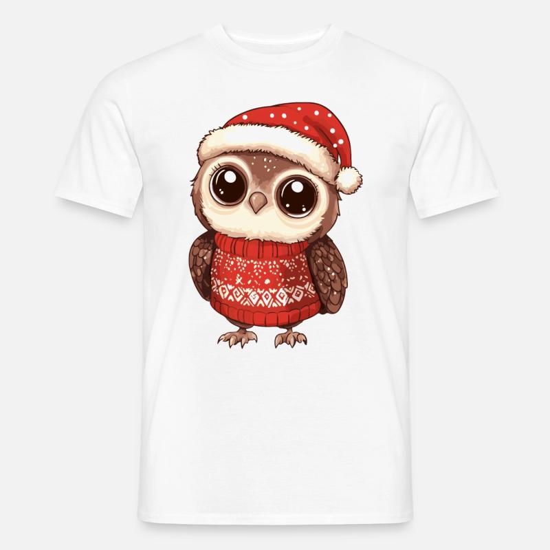 Eule Weihnachten Comic - Männer T-Shirt - Weiß