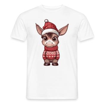 Esel Weihnachten Comic - Männer T-Shirt - Weiß - Vorne - AI Model Male 178 dark (178cm)