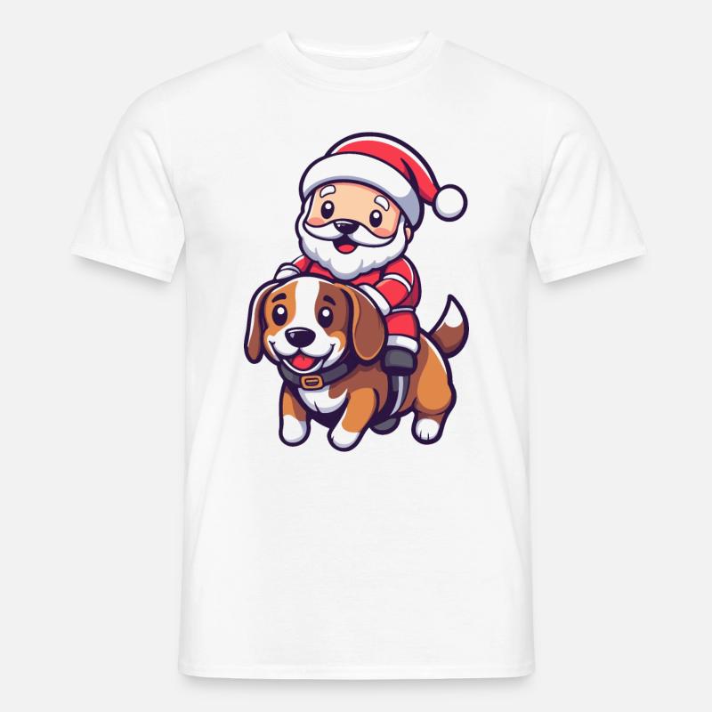Beagle Hund Weihnachtsmann - Männer T-Shirt - Weiß