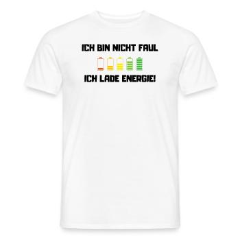 Ich bin nicht faul, ich lade Energie! - Männer T-Shirt - Weiß - Vorne - AI Model Male 178 dark (178cm)