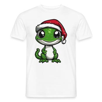 Lézard Noël Mignon - T-shirt homme - blanc - Devant - AI Model Male 178 dark (178cm)