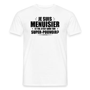 Ich bin Schreiner. Was ist deine Superkraft? - Männer T-Shirt - Weiß - Vorne - AI Model Male 178 dark (178cm)