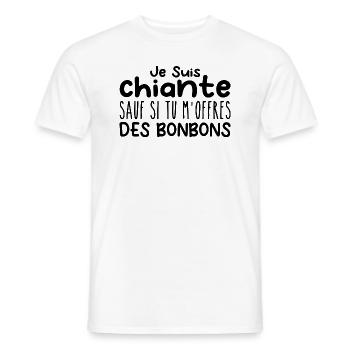 Femme qui adore : Bonbons. Design Drôle Humour - T-shirt homme - blanc - Devant - AI Model Male 178 dark (178cm)