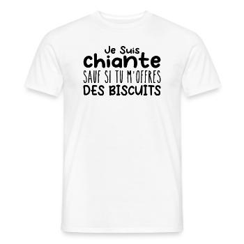 Woman who adores: Cookies. Funny Design Humor - Men's T-Shirt - white - Front - AI Model Male 178 dark (178cm)
