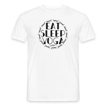 Manger, Dormir, Yoga, Répéter - Routine Bien-être - T-shirt homme - blanc - Devant - AI Model Male 178 dark (178cm)