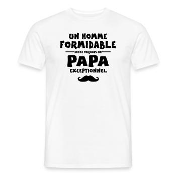 PAPA EXCEPTIONNEL - T-shirt homme - blanc - Devant - AI Model Male 178 dark (178cm)