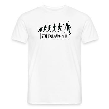 Stop Following Me!! Human Evolution Humor - Men's T-Shirt - white - Front - AI Model Male 178 dark (178cm)