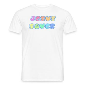 Jesus saves - Männer T-Shirt - Weiß - Vorne - AI Model Male 178 dark (178cm)
