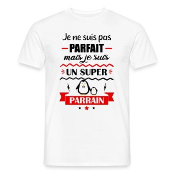 Pas parfait mais super parrain, cadeau parrain - T-shirt homme - blanc - Devant - AI Model Male 178 dark (178cm)
